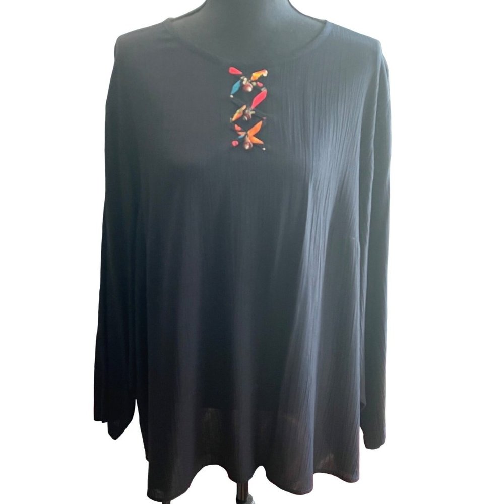 Carole Little Vintage 100% Rayon Black Long Sleeve Ornaments Size 16